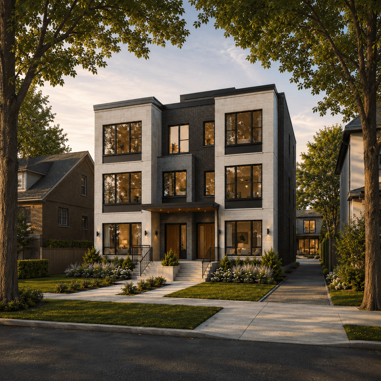 Toronto multiplex development with fourplex and garden suite by BLVD Build
