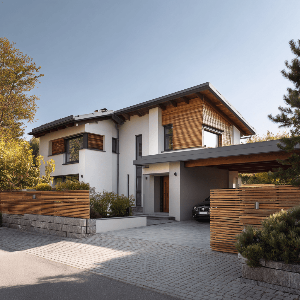 Builder reviewing multiplex blueprints on site